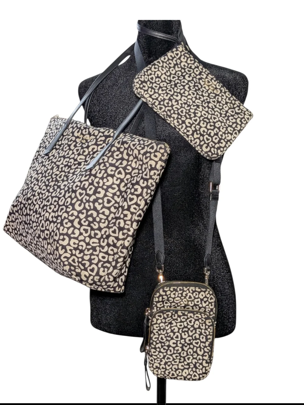 kate spade Leopard-Print 3-Piece Tote, Crossbody & Wristlet - Black & Cream